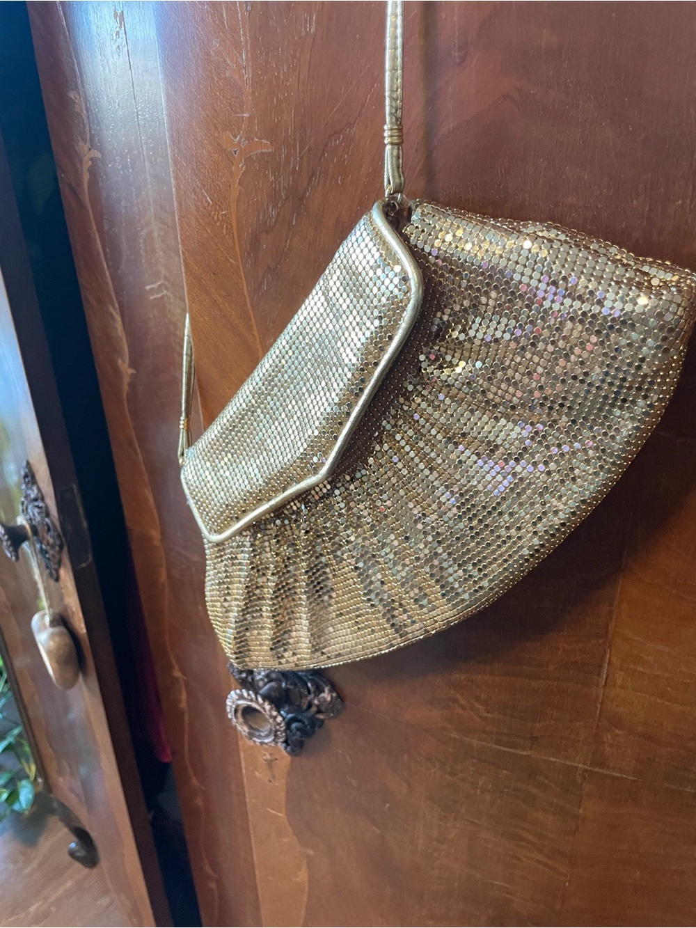 Whiting & Davis Gold Mesh Evening Bag with Gold Removeable Strap